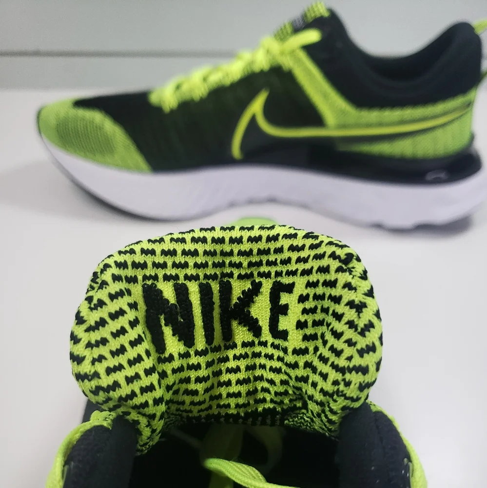 Nike React Infinity Run FlyKnit 2 Volt Black Running Training Sneakers Men's 13